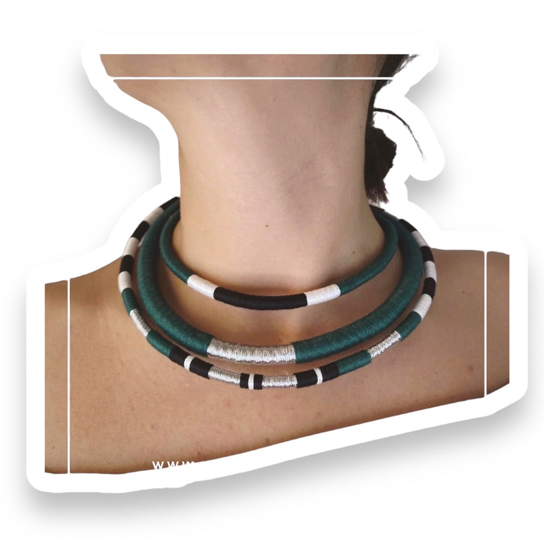 Girocollo Tri - Cairo - Verde Bosco argento silver