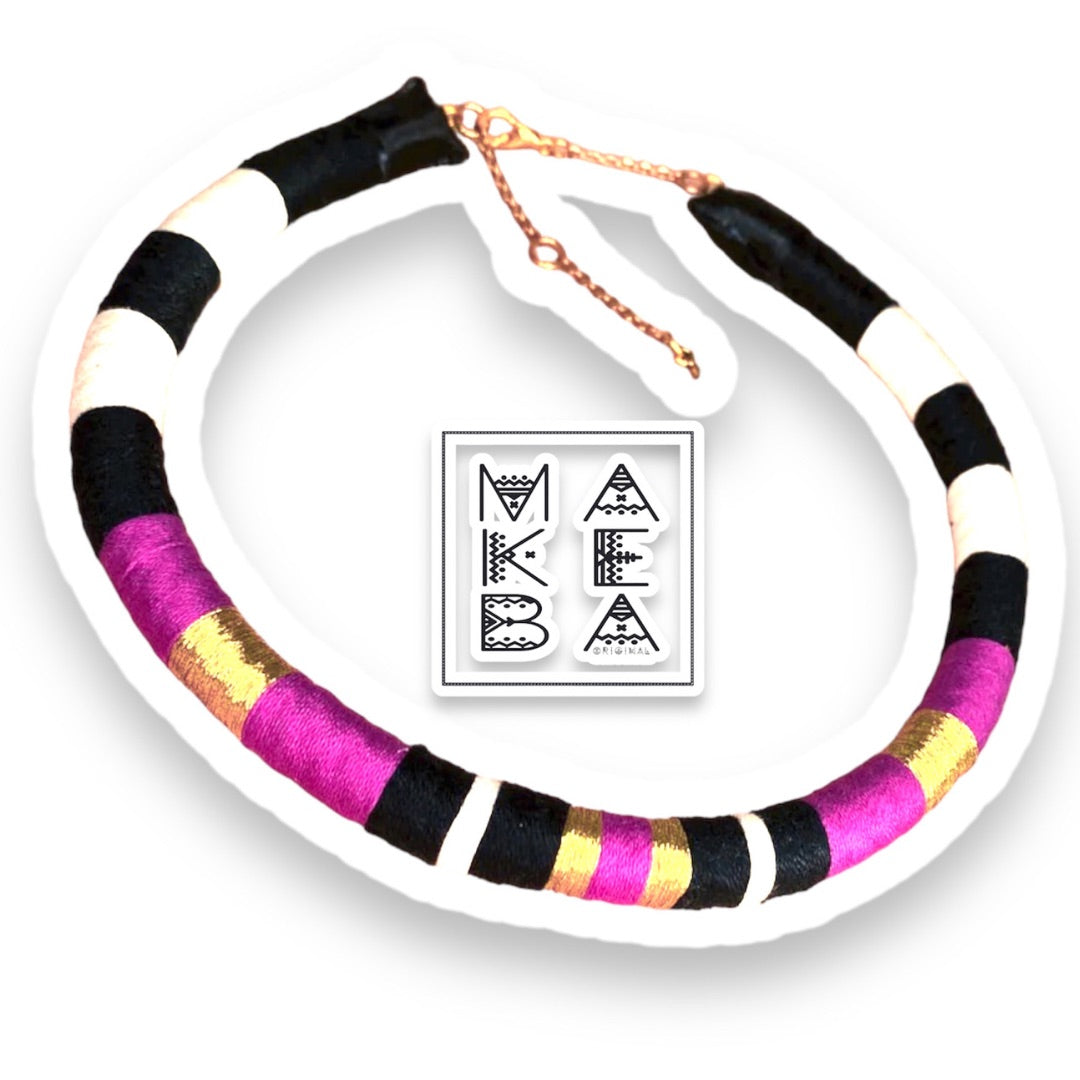 Collana Singola - Cleopatra - Magenta rosa Oro/Gold