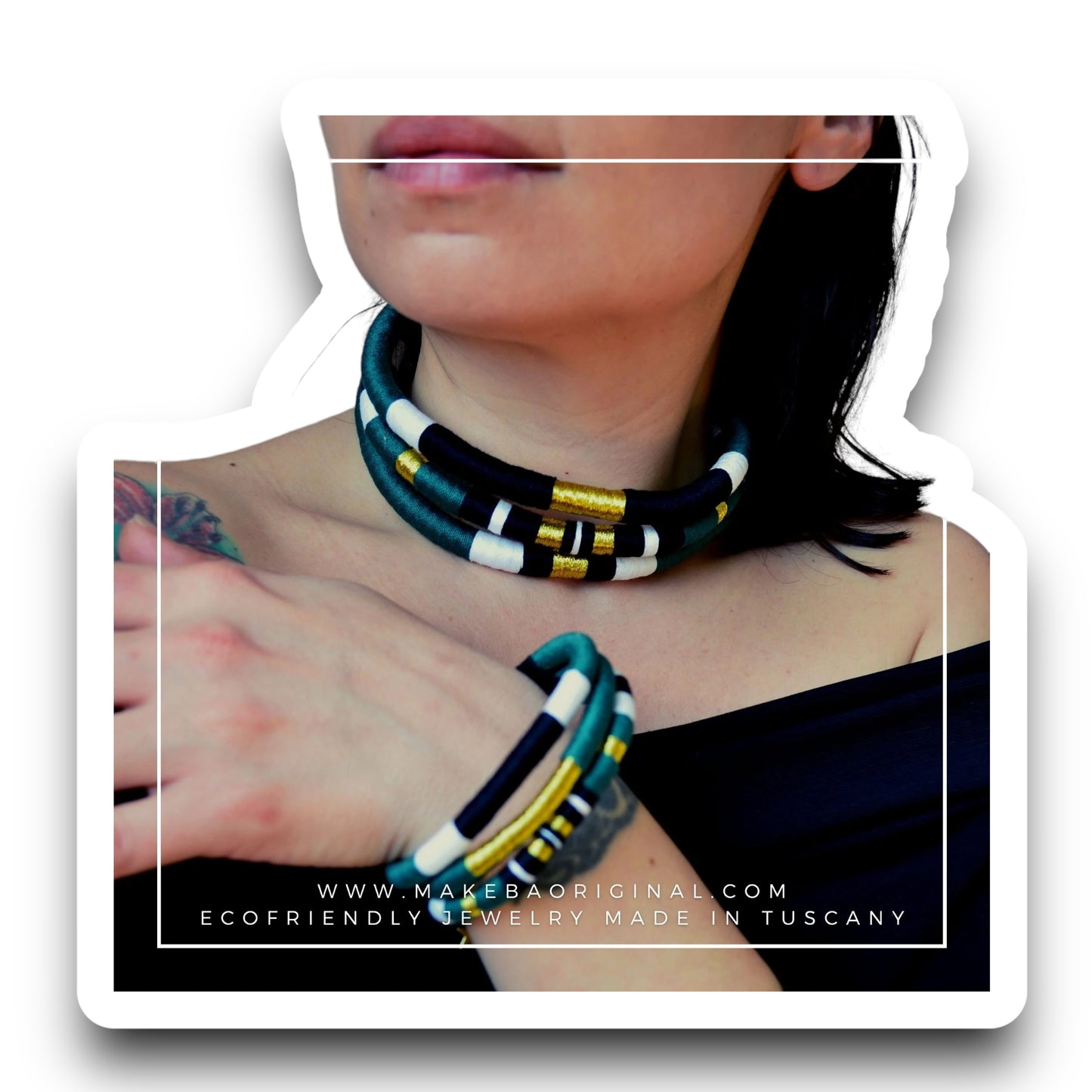 Bracciale Tri Cairo - Verde bosco oro gold