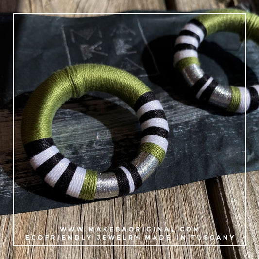 Orecchini Maxi Cleo - Verde oliva silver argento