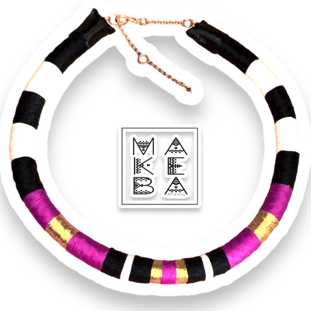 Collana Singola - Cleopatra - Magenta rosa Oro/Gold