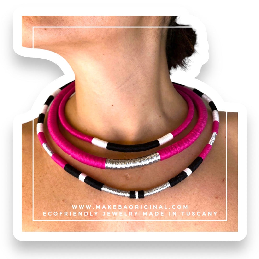 Girocollo Tri Silver - Cairo - Fuxia rosa Argento