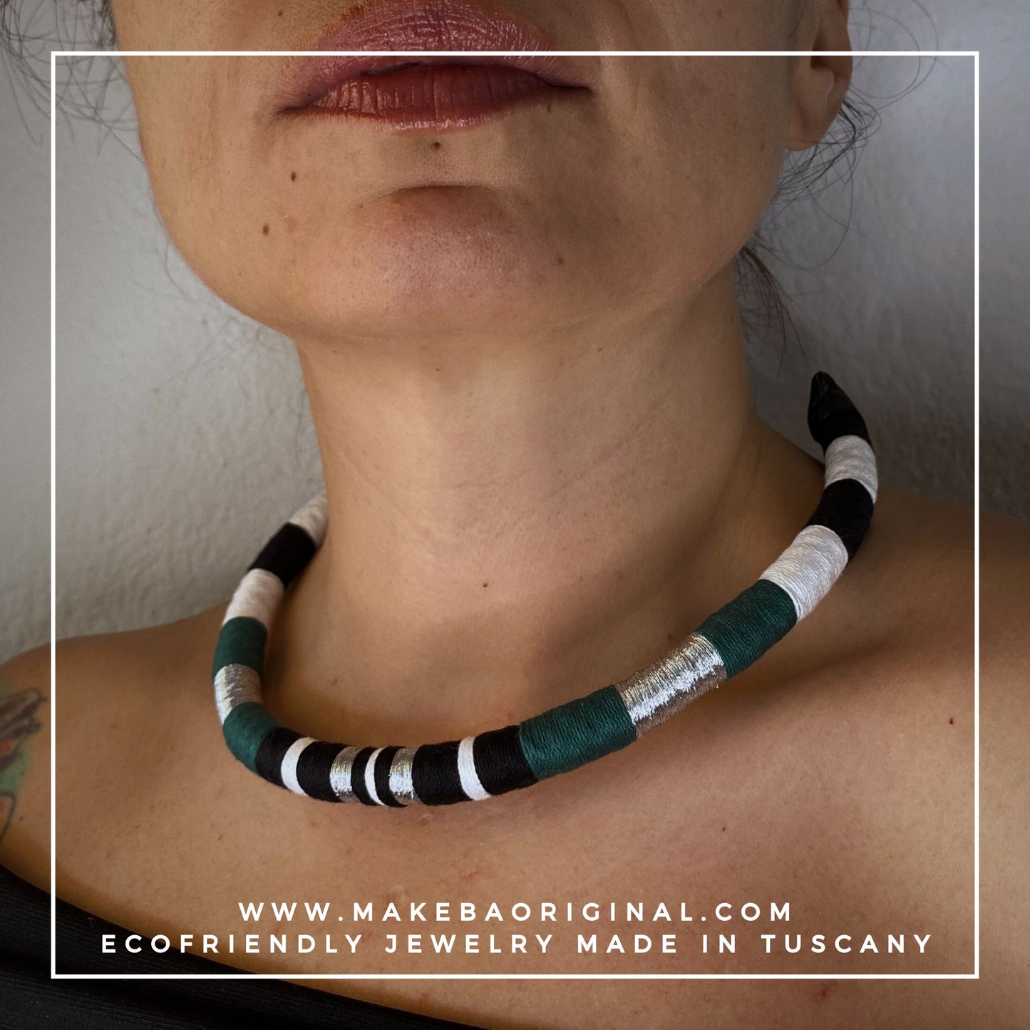 Collana Singola - Cleopatra - Verde bosco Argento/Silver