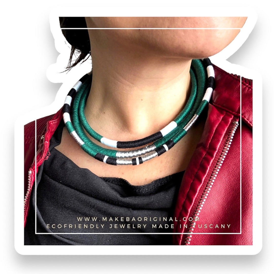 Girocollo Tri - Cairo - Verde Bosco argento silver