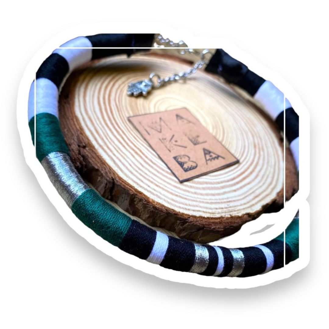 Collana Singola - Cleopatra - Verde bosco Argento/Silver