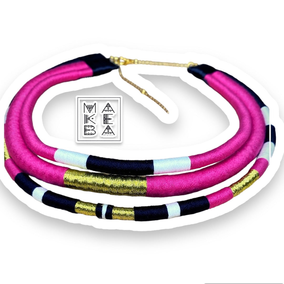 Girocollo Tri - Cairo - Rosa Fuxia oro gold
