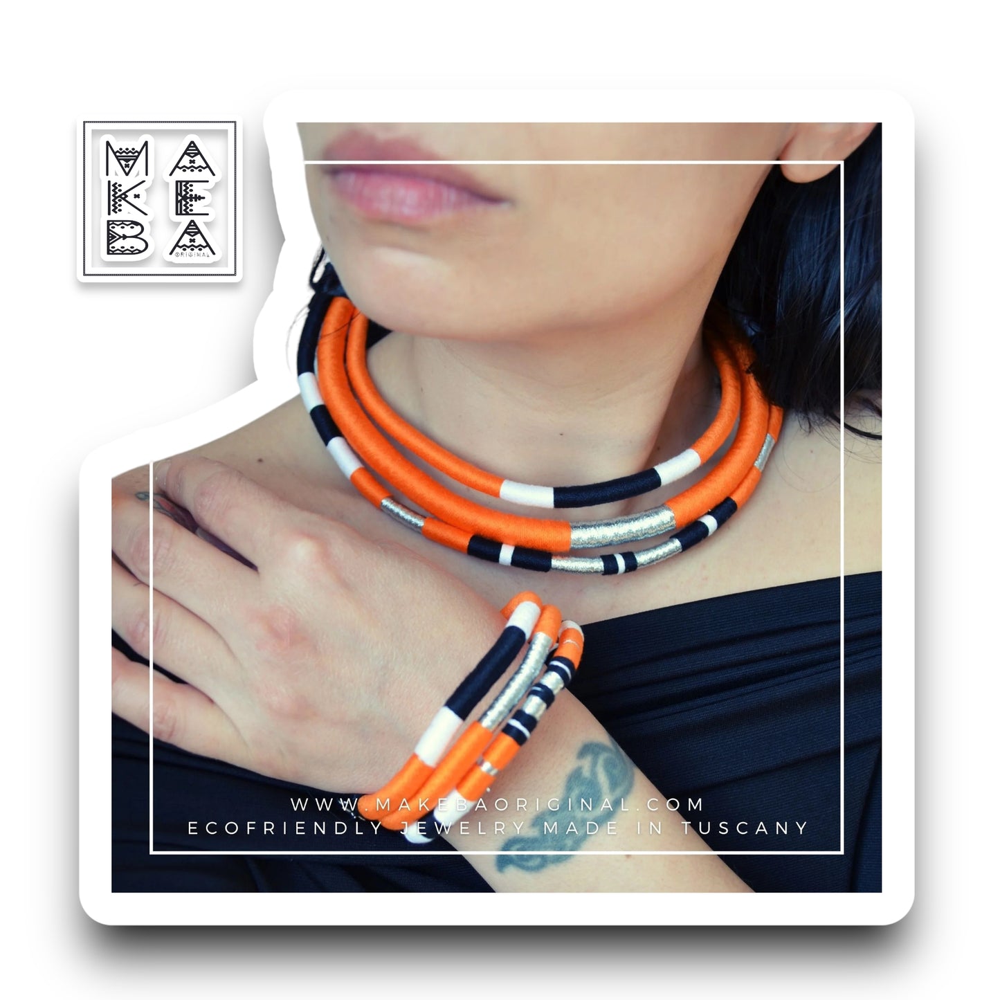 Bracciale Tri Cairo - Arancio silver argento