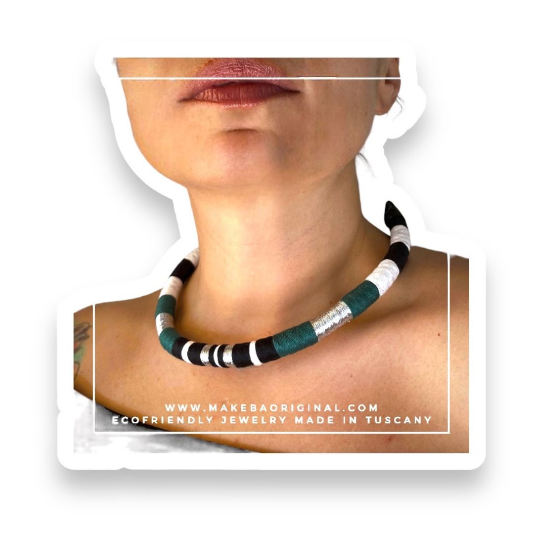Collana Singola - Cleopatra - Verde bosco Argento/Silver