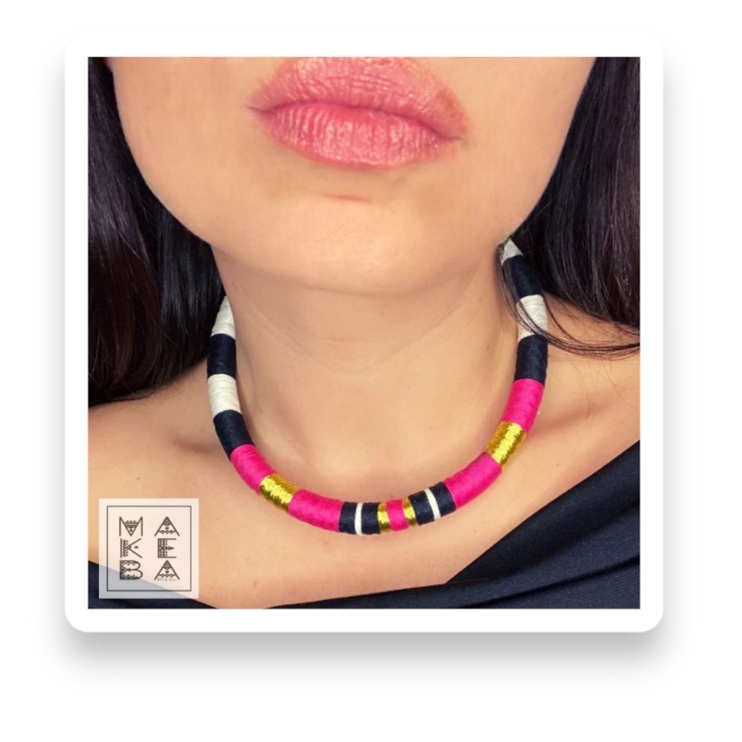 Collana singola - Cleopatra - Fuxia rosa gold oro