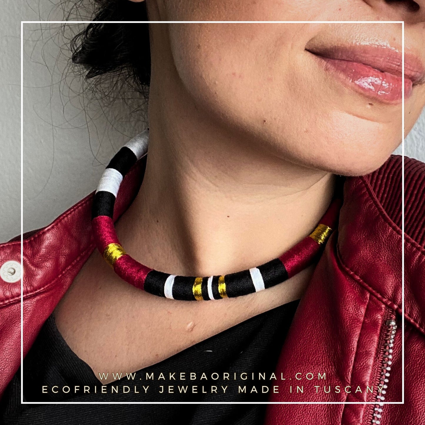 Collana Singola - Cleopatra - Rosso Borgogna Oro/Gold