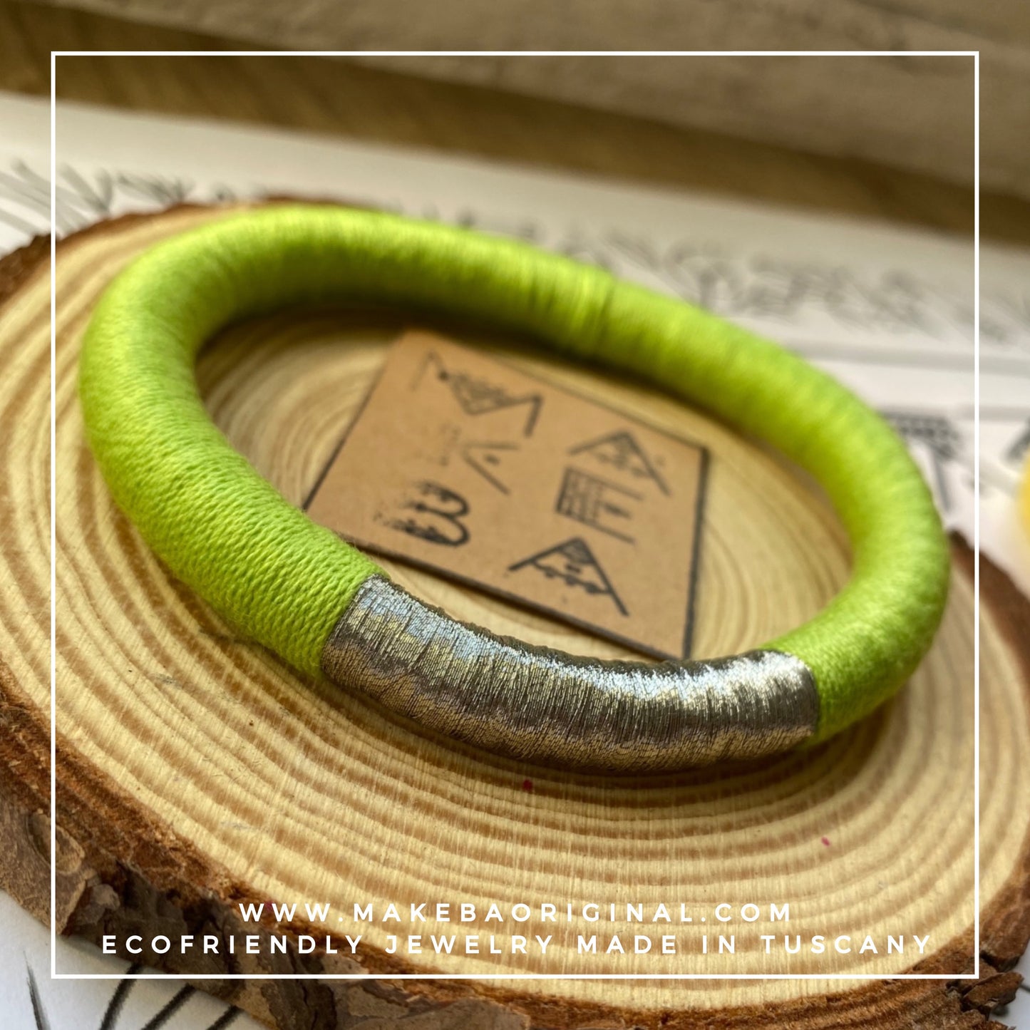 Bracciale Bangle Classic - Verde Acido Lime Argento Silver
