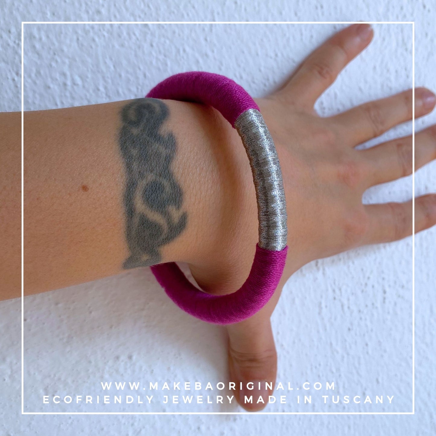 Bracciale Bangle Classic - Magenta Argento Silver