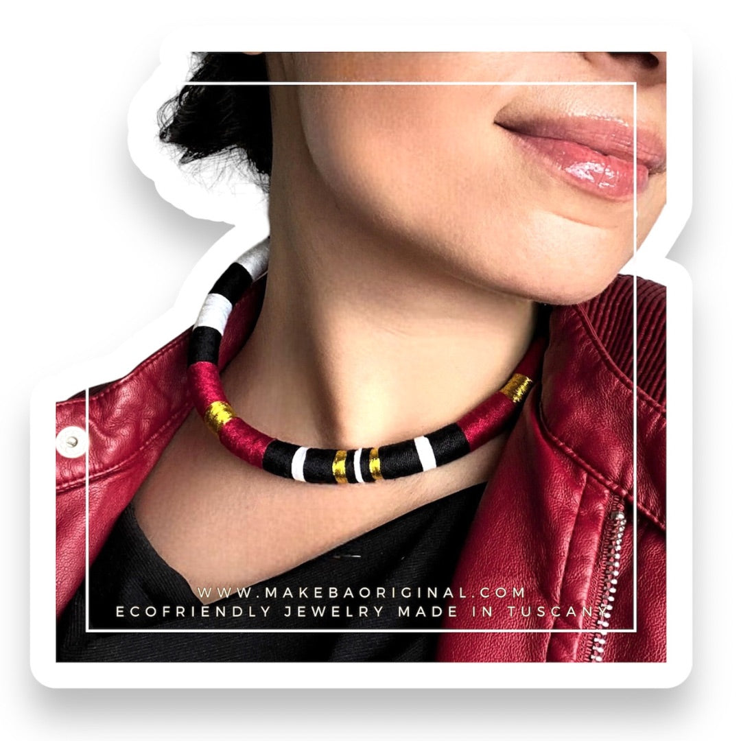 Collana Singola - Cleopatra - Rosso Borgogna Oro/Gold