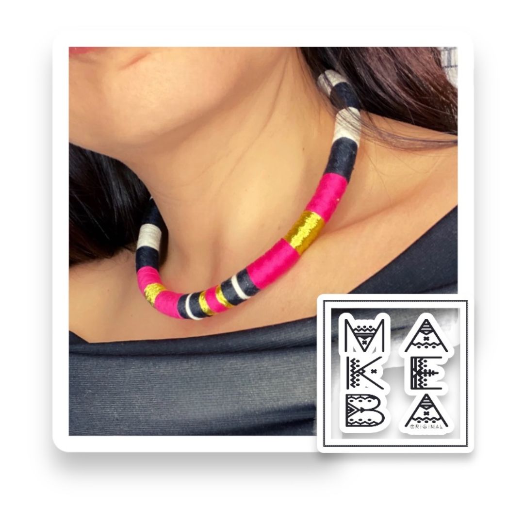 Collana singola - Cleopatra - Fuxia rosa gold oro
