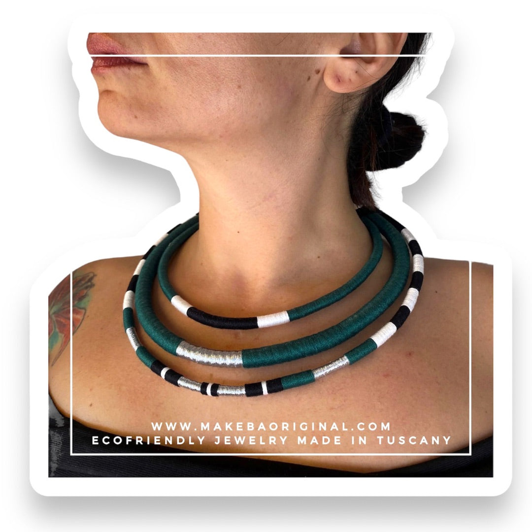 Girocollo Tri - Cairo - Verde Bosco argento silver