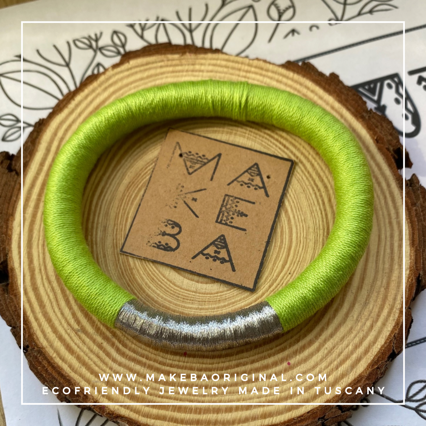 Bracciale Bangle Classic - Verde Acido Lime Argento Silver