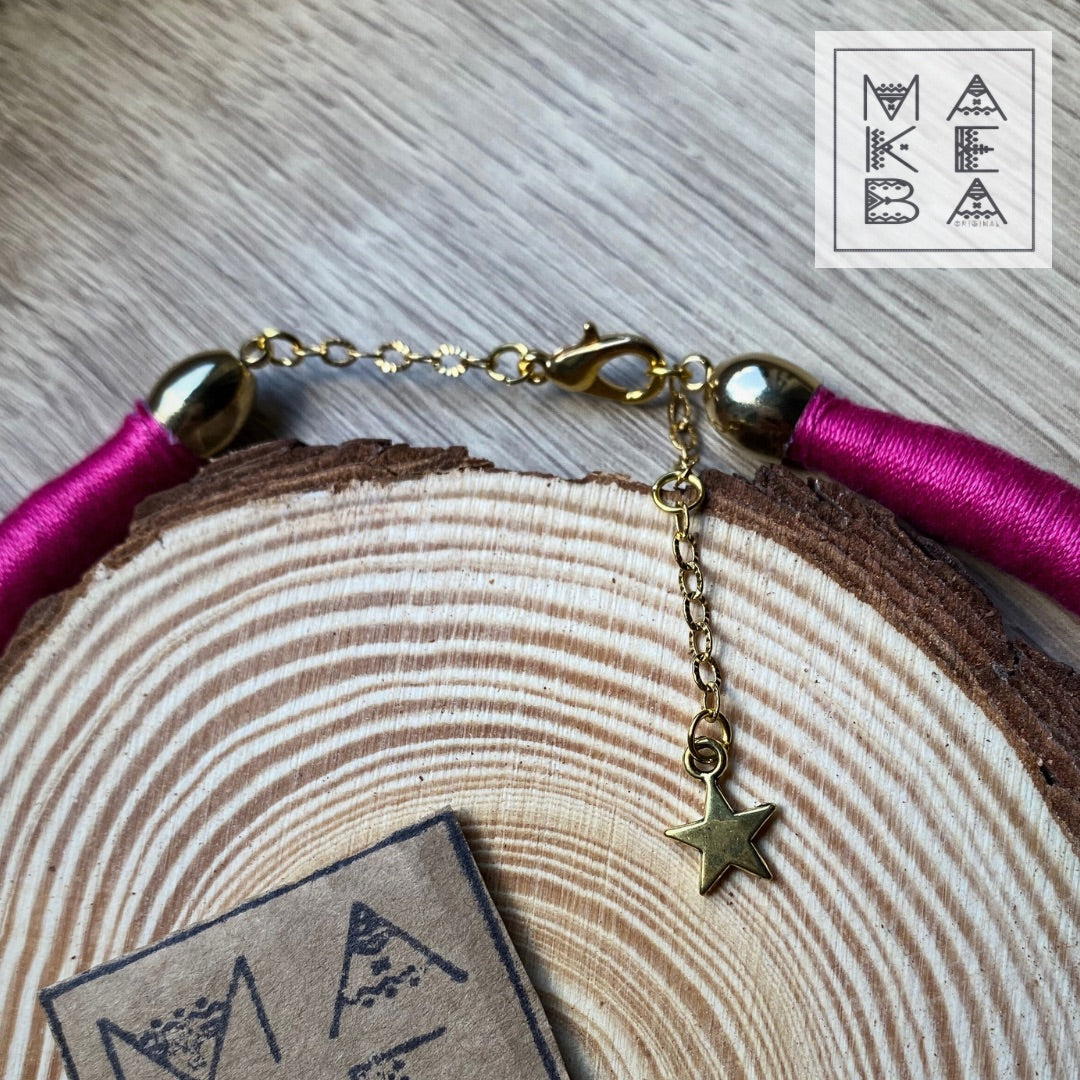 Collarino singolo - Rosa Fuxia oro gold