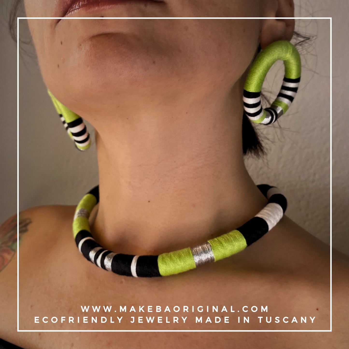 Collana Singola - Cleopatra - Verde Mela Argento/Silver