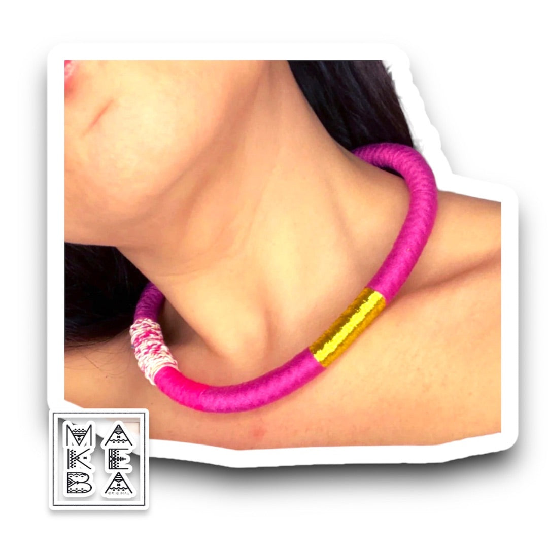 Collana singola - Habibi - Magenta rosa oro gold
