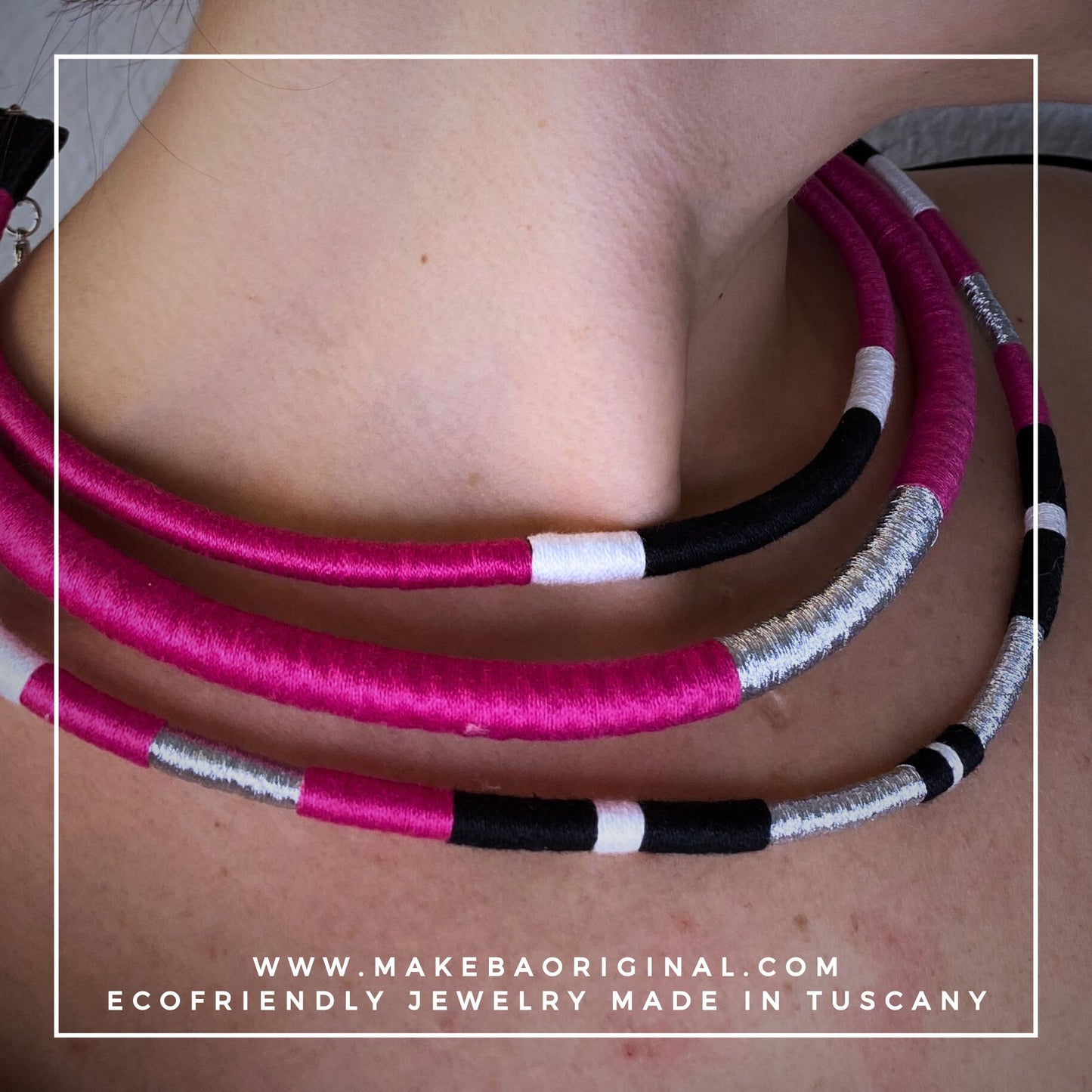 Girocollo Tri Silver - Cairo - Fuxia rosa Argento
