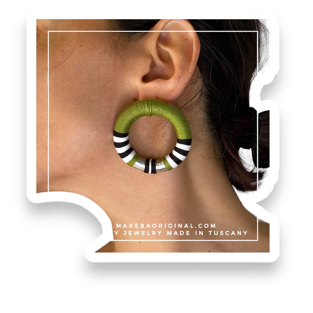 Orecchini Maxi Cleo - Verde oliva silver argento