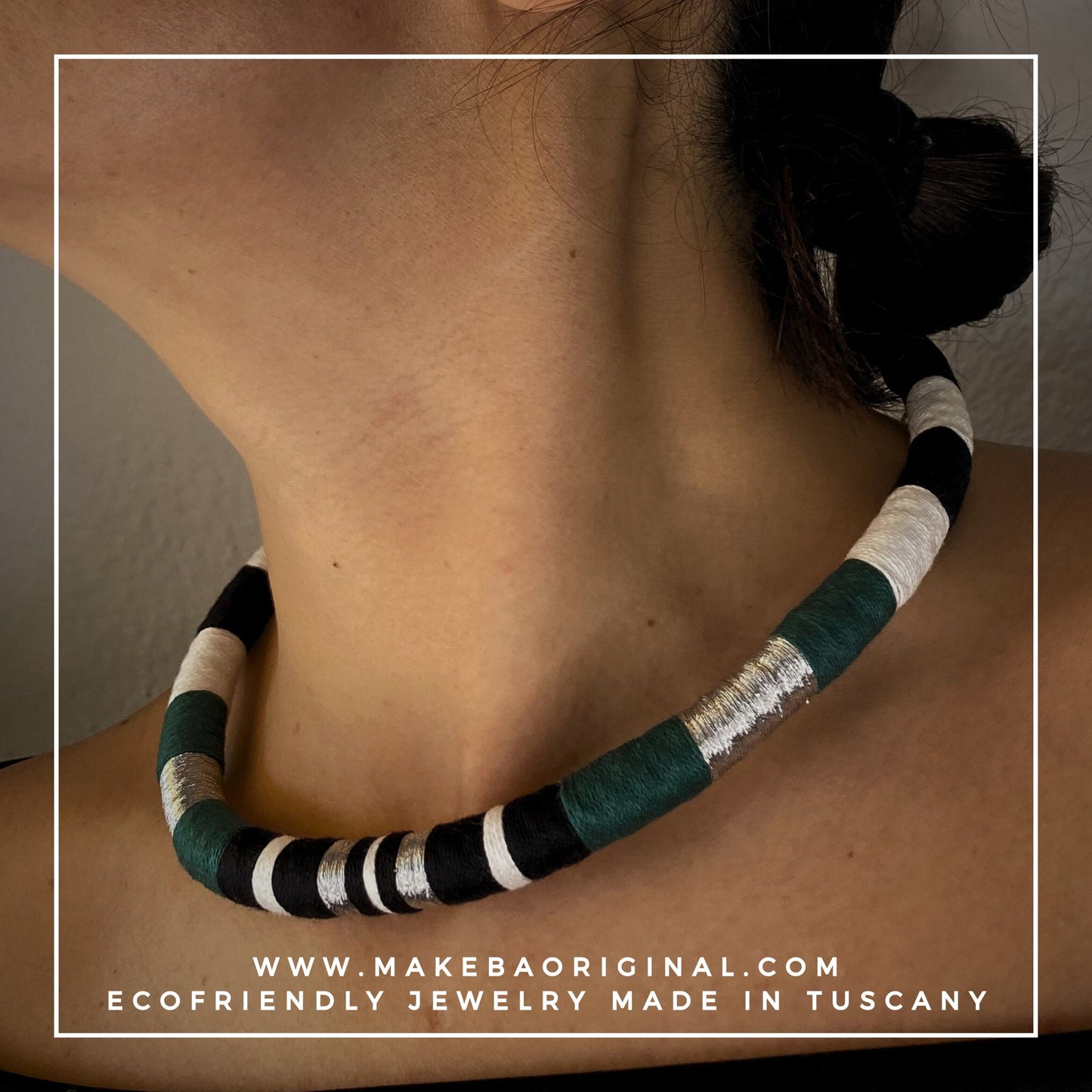 Collana Singola - Cleopatra - Verde bosco Argento/Silver
