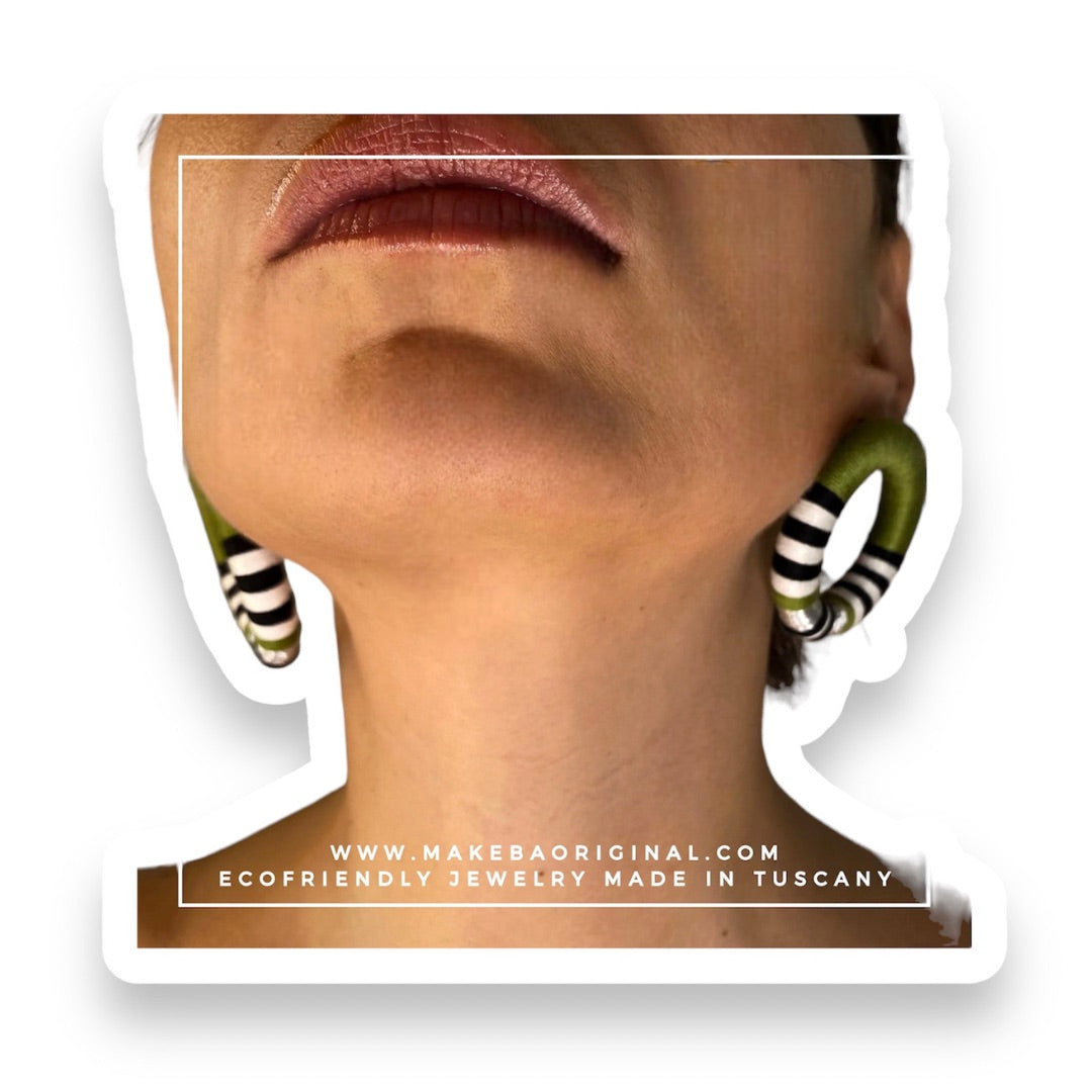 Orecchini Maxi Cleo - Verde oliva silver argento