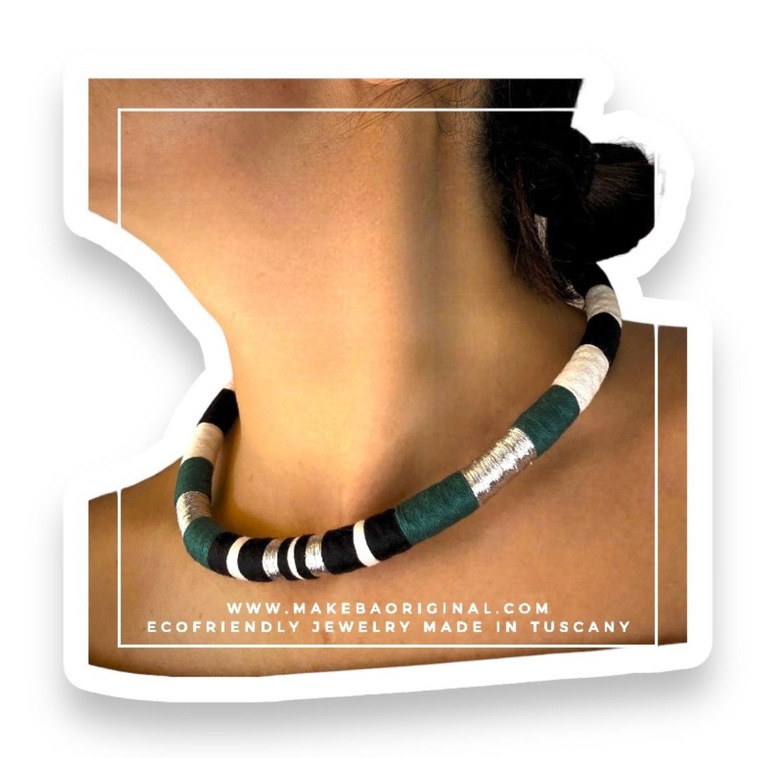 Collana Singola - Cleopatra - Verde bosco Argento/Silver