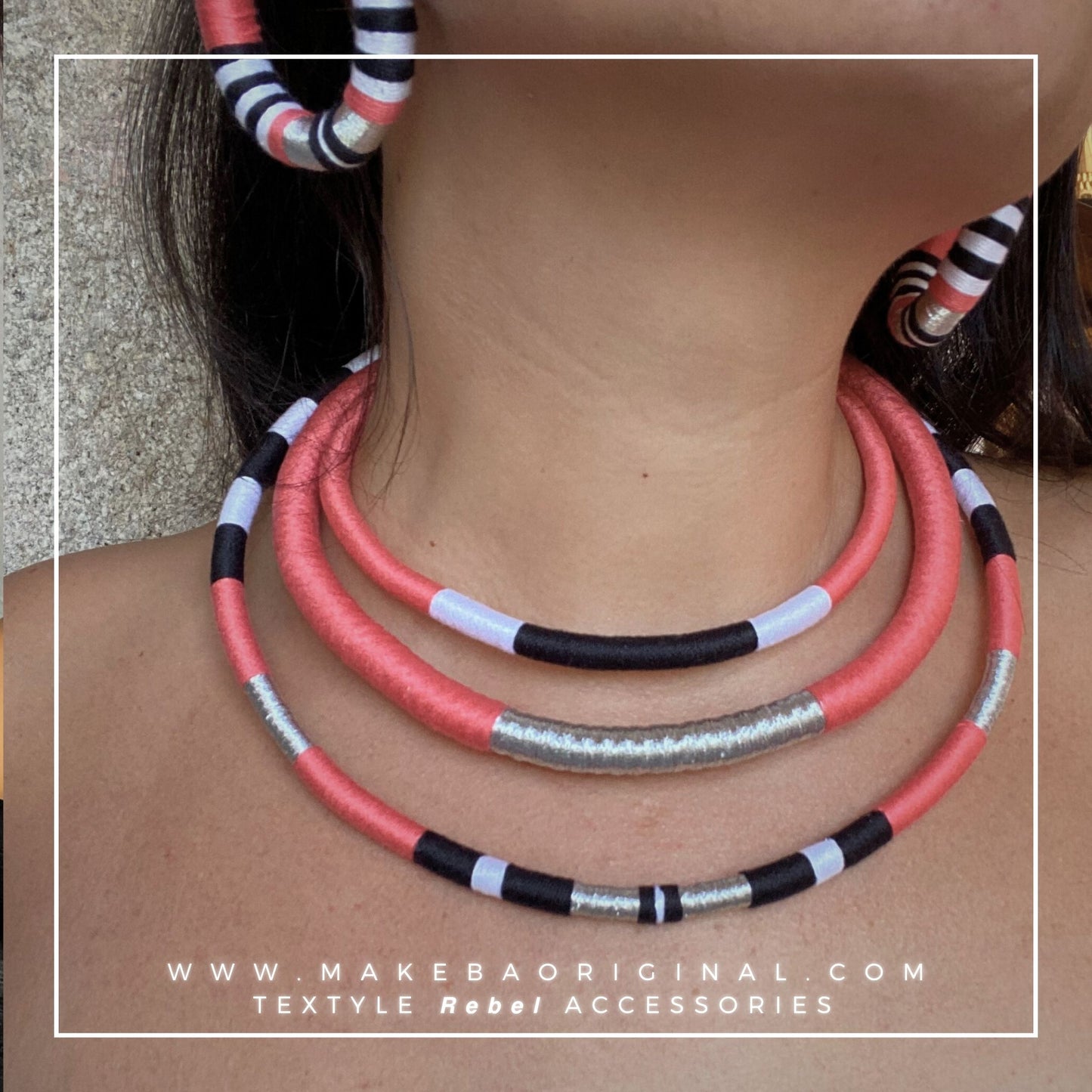 Girocollo Tri - Cairo - Corallo Argento Silver