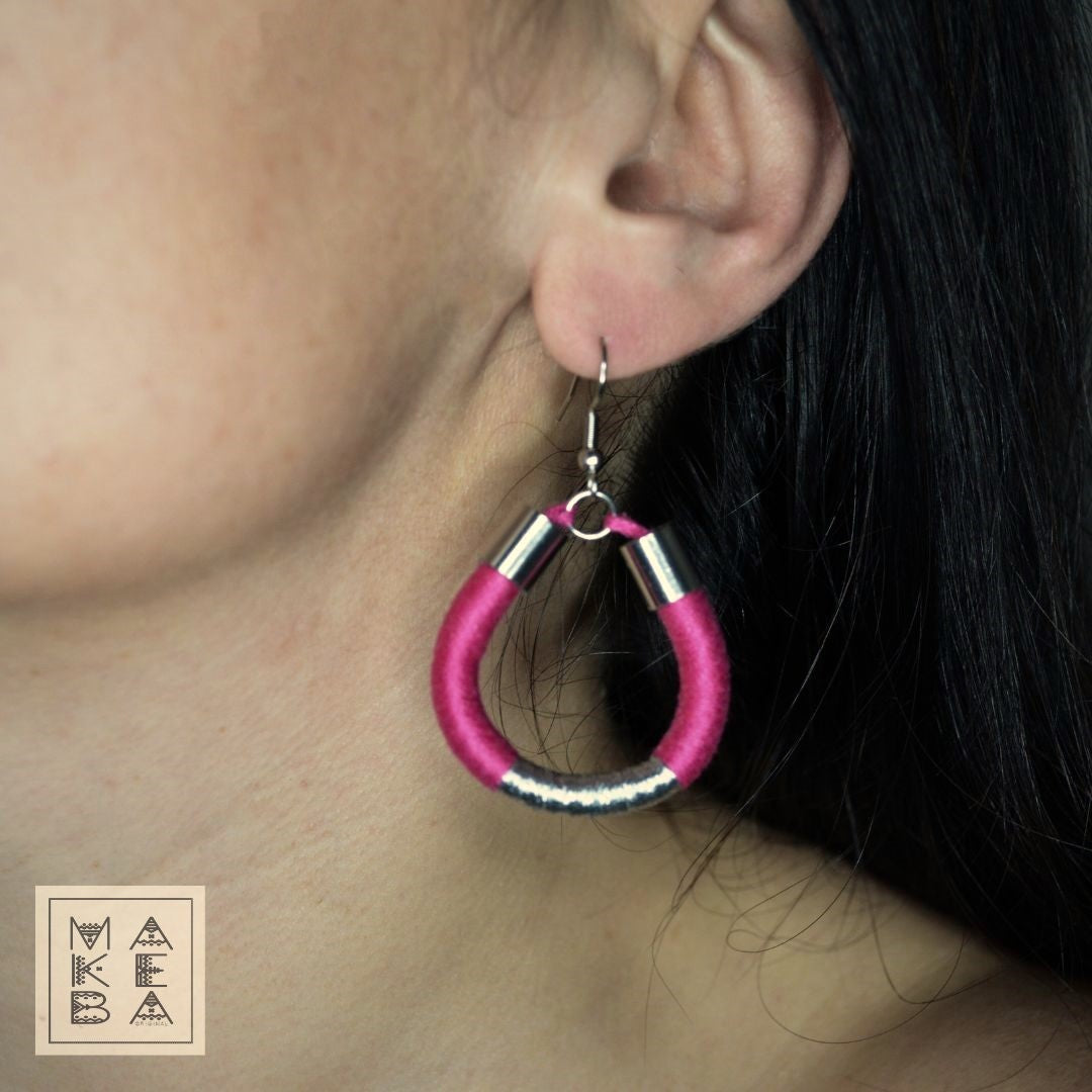 Orecchini Classic Drop - Fuxia Rosa Silver
