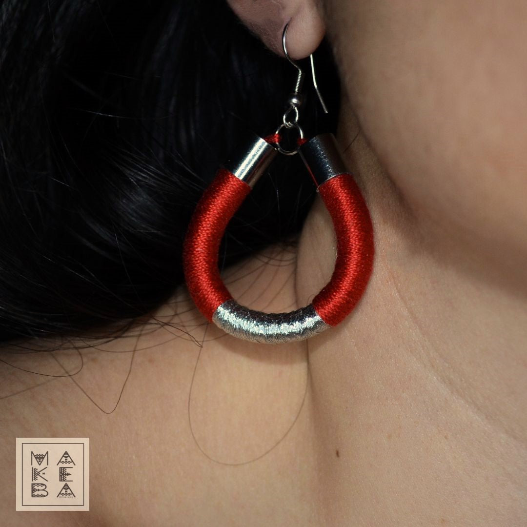 Orecchini Classic Drop - Rosso Silver