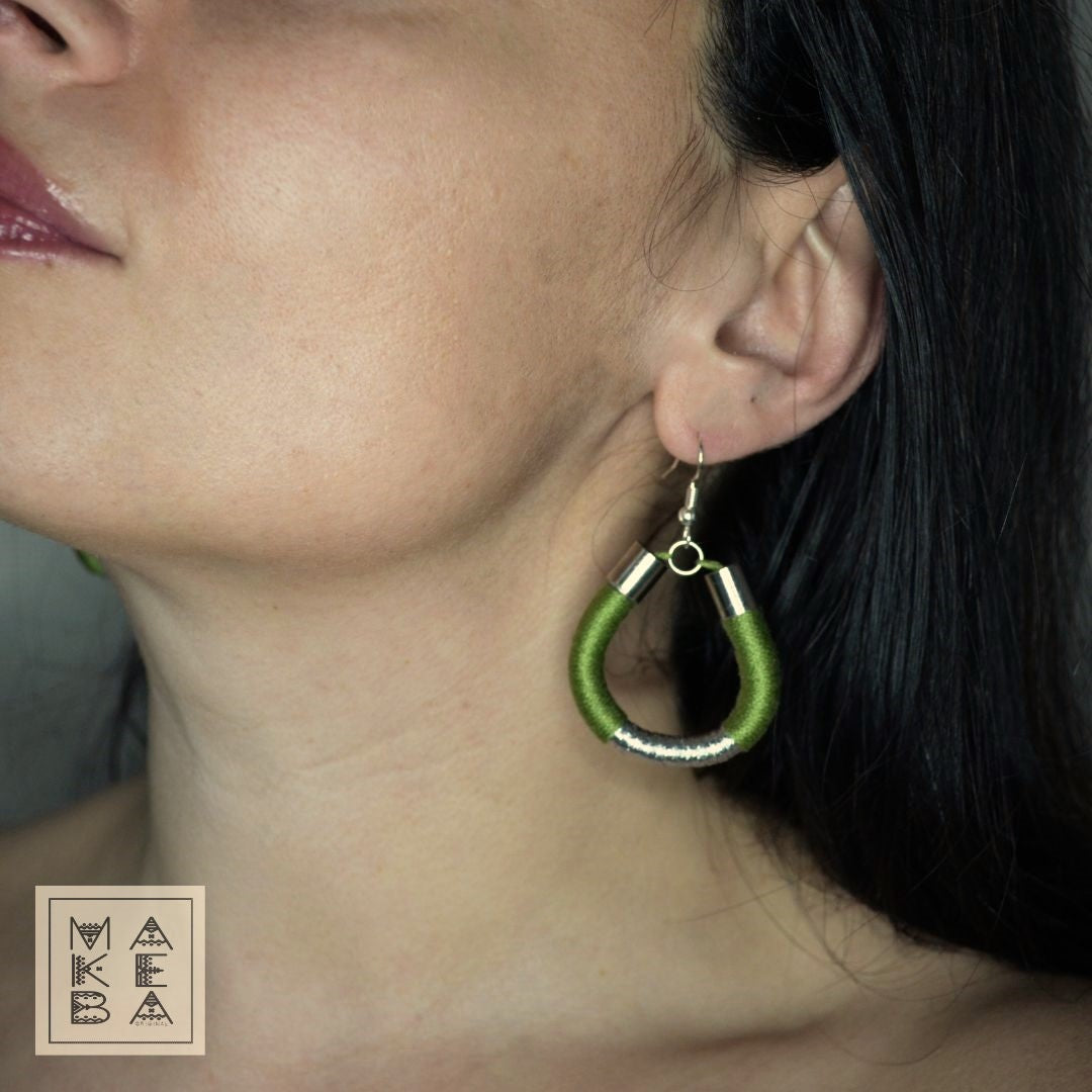 Orecchini Classic Drop - Verde Oliva Silver