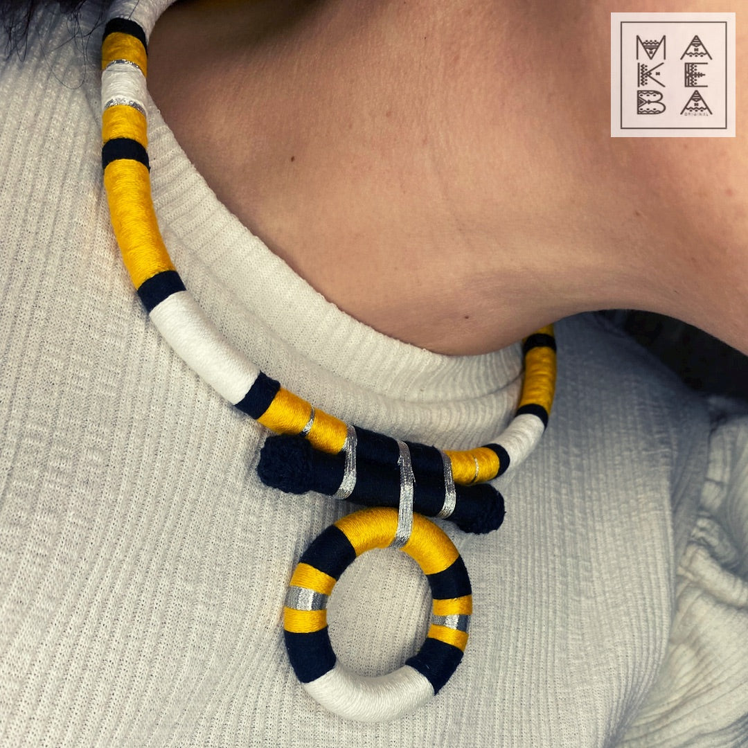 COLLANA ANTHEA - NERO BIANCO ZAFFERANO