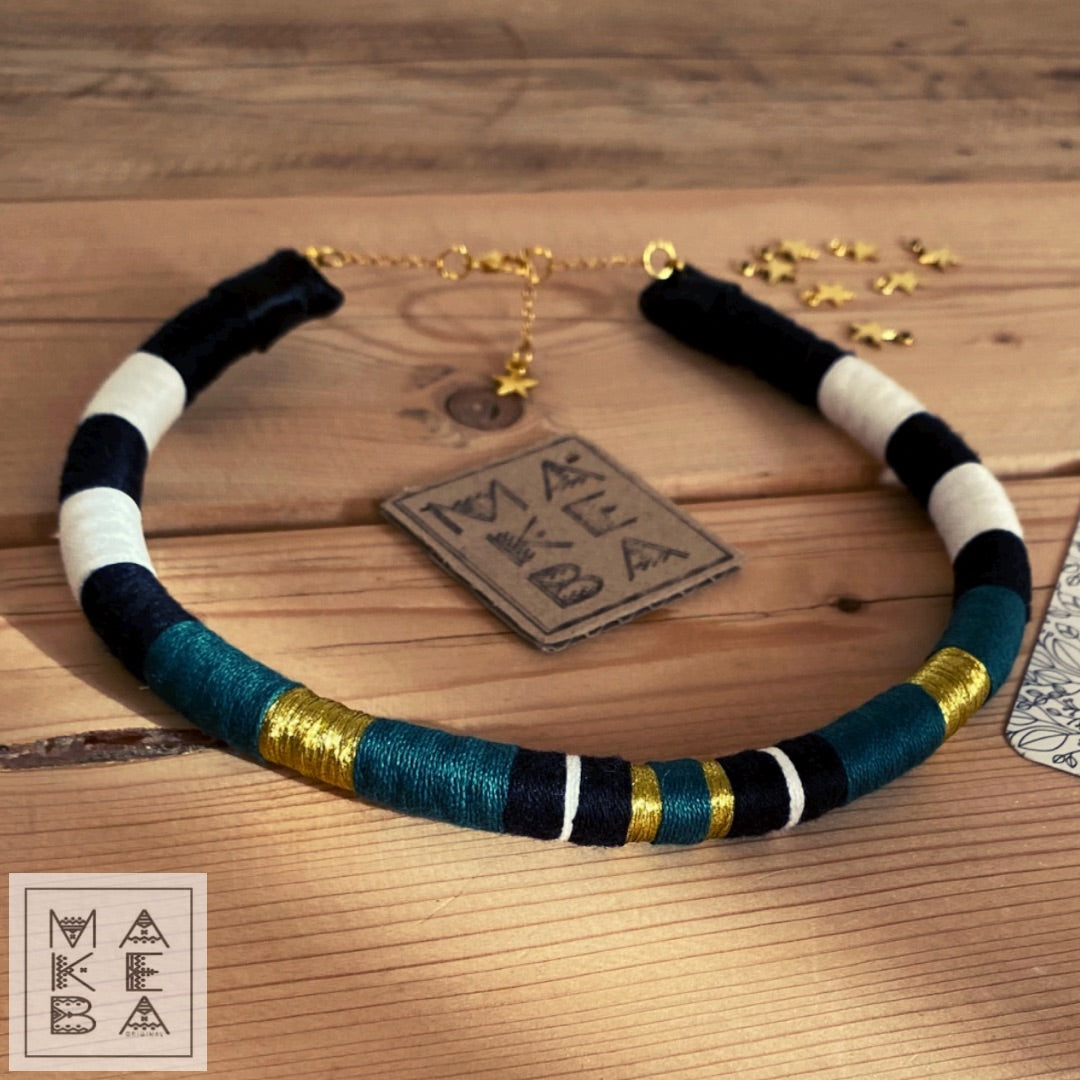 Collana singola - Cleopatra - Verde bosco oro gold