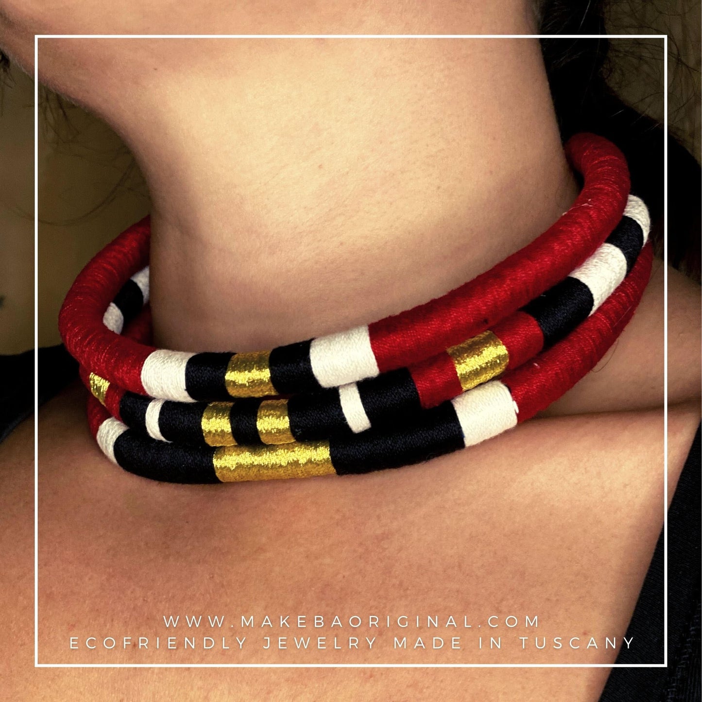 Collarino Iconic - Cleopatra - Rosso Borgogna Oro Gold