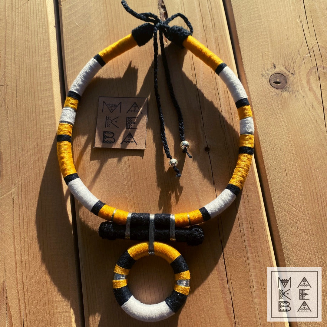 COLLANA ANTHEA - NERO BIANCO ZAFFERANO