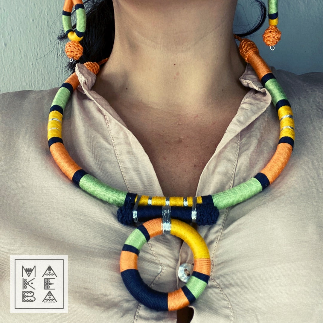 COLLANA ANTHEA - ARANCIO BLU SALVIA ZAFFERANO