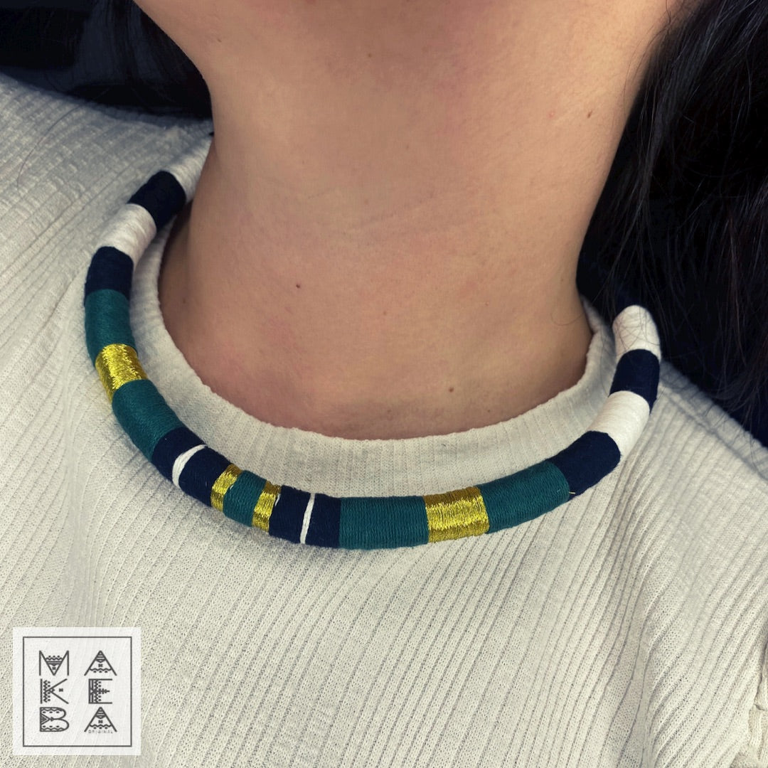 Collana singola - Cleopatra - Verde bosco oro gold