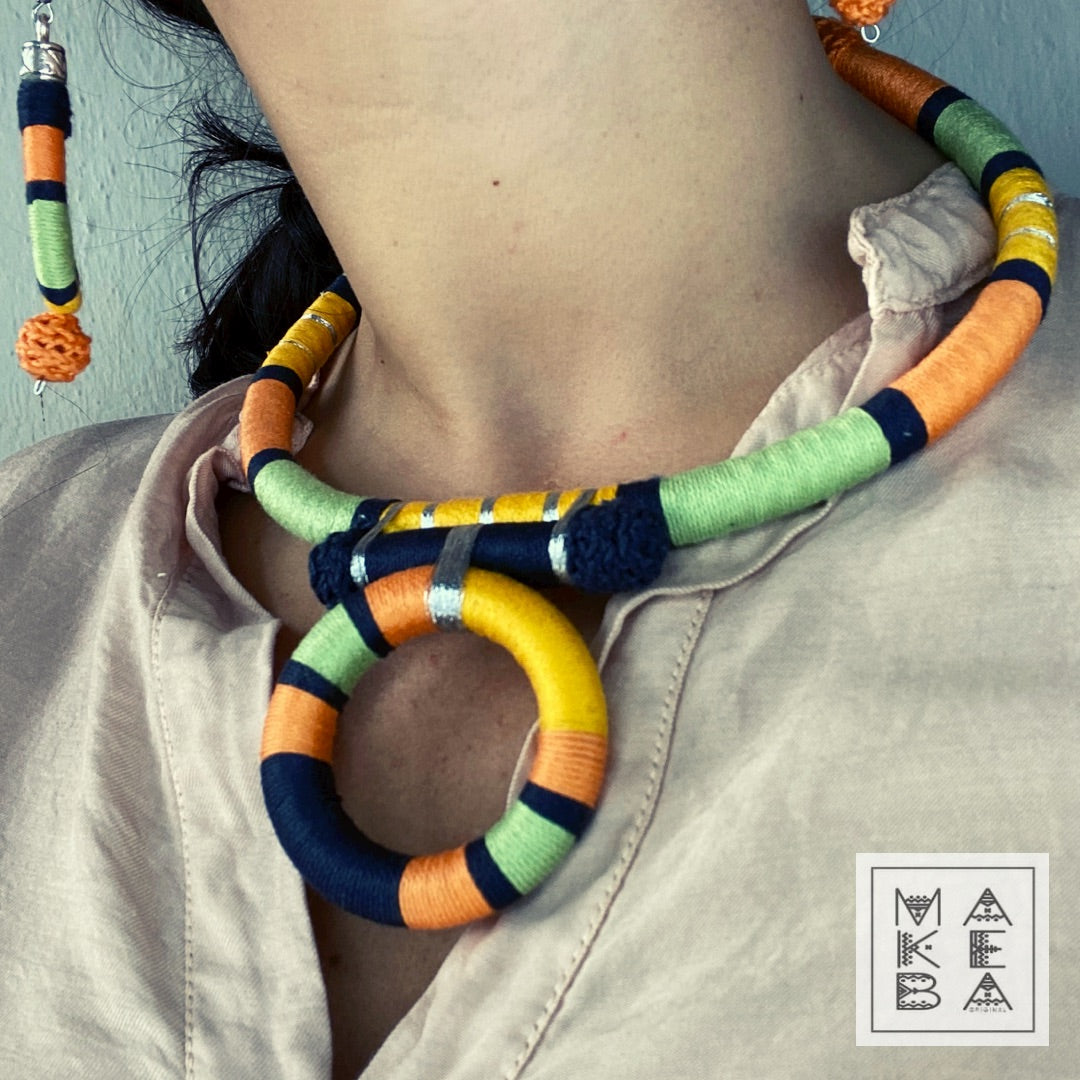 COLLANA ANTHEA - ARANCIO BLU SALVIA ZAFFERANO