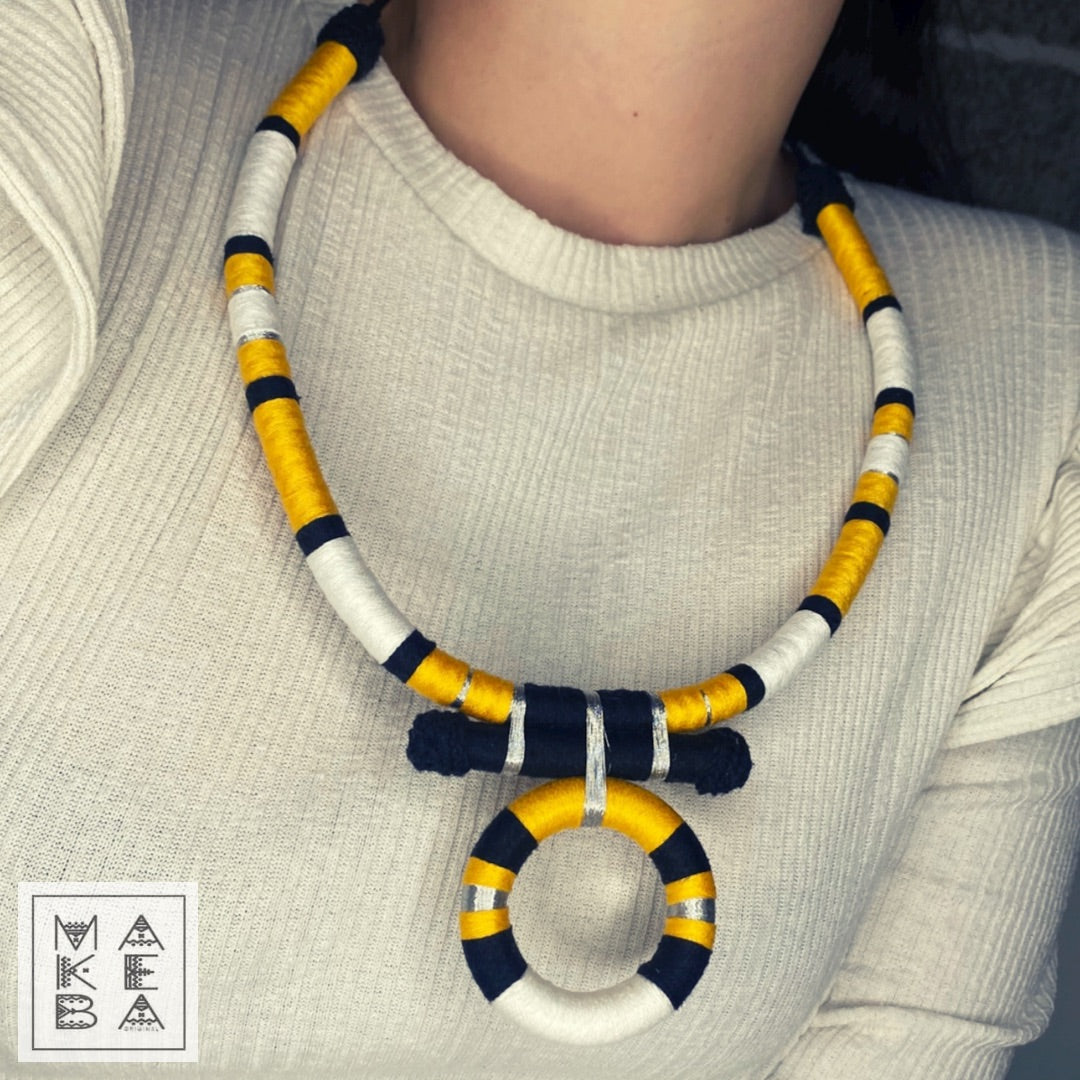 COLLANA ANTHEA - NERO BIANCO ZAFFERANO