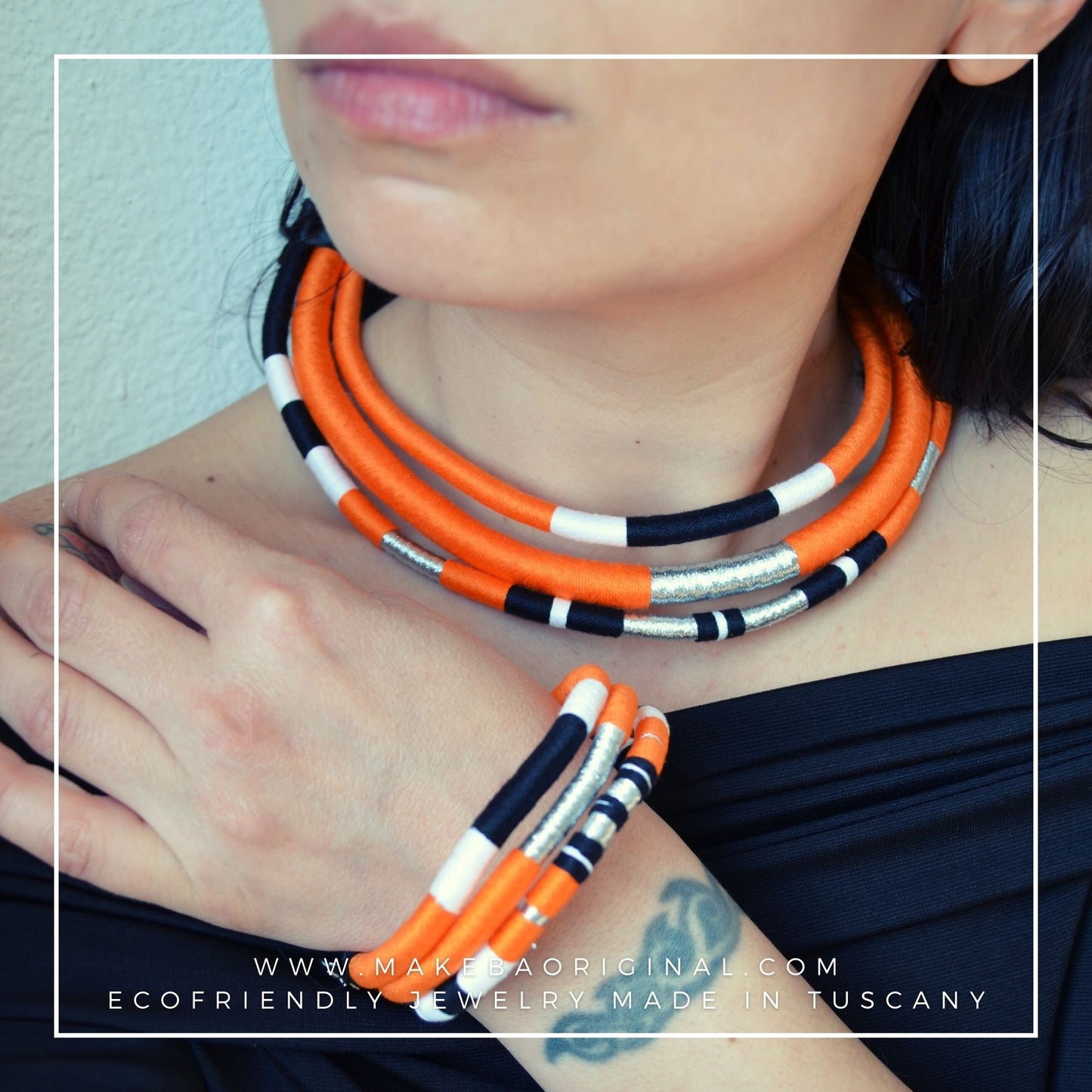 Bracciale Tri Cairo - Arancio silver argento