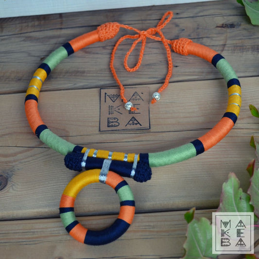 COLLANA ANTHEA  - ARANCIO BLU SALVIA ZAFFERANO