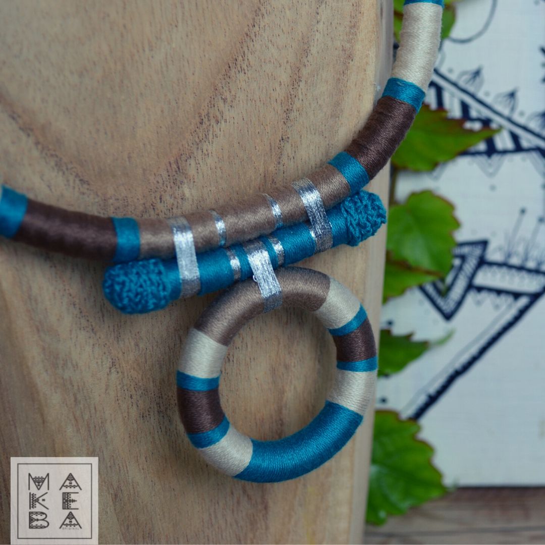 COLLANA ANTHEA - BEIGE PETROLIO CASTAGNA