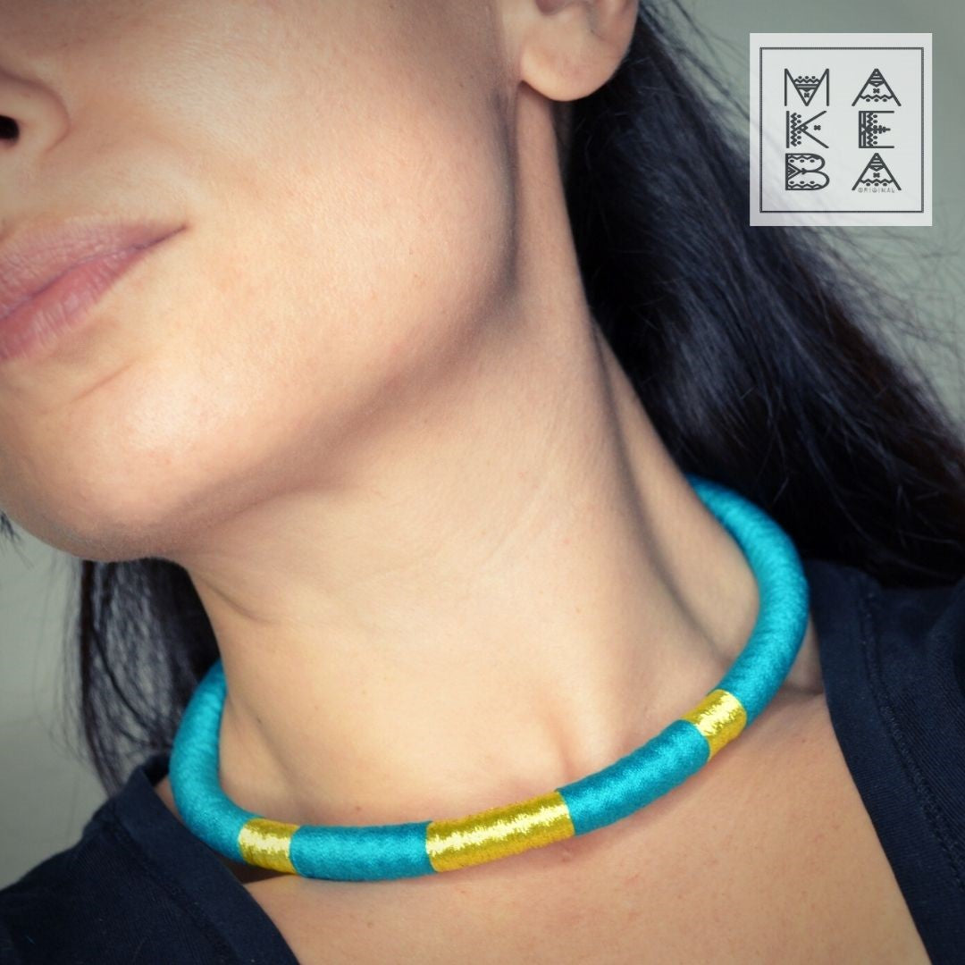 Collarino singolo - Verde petrolio Gold Oro