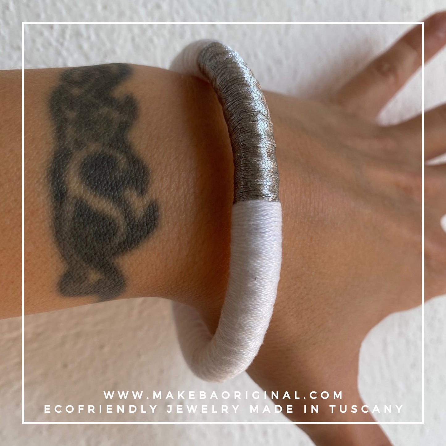 Bracciale Bangle Classic - Bianco Argento Silver