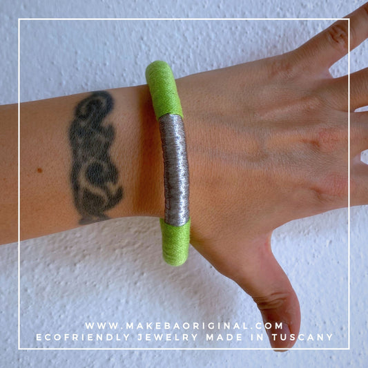 Bracciale Bangle Classic - Verde Acido Lime Argento Silver