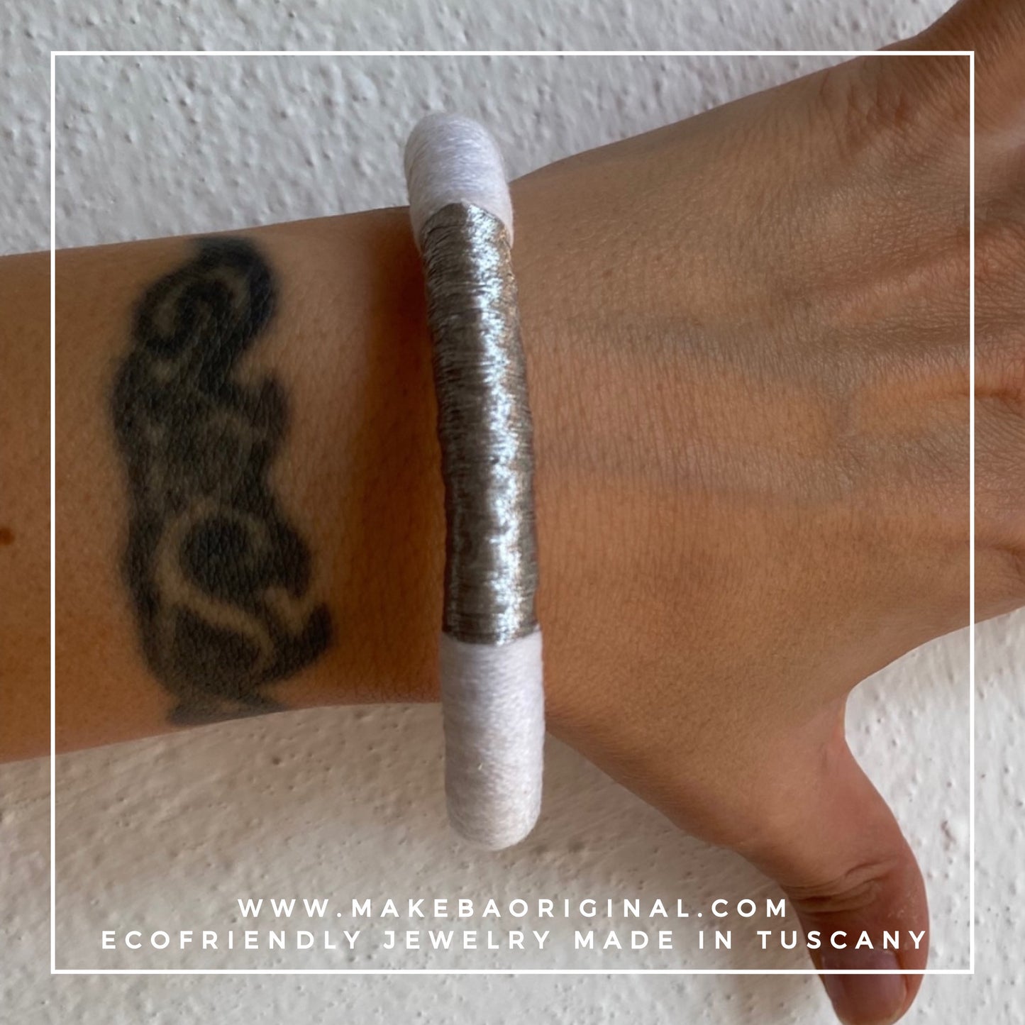 Bracciale Bangle Classic - Bianco Argento Silver