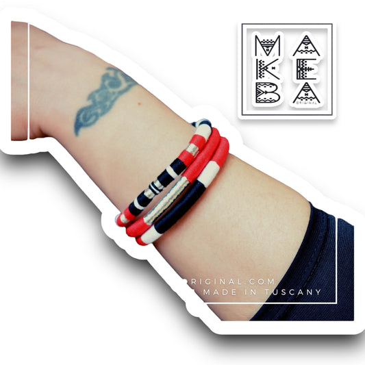 Bracciale Tri Cairo - Rosso Argento silver