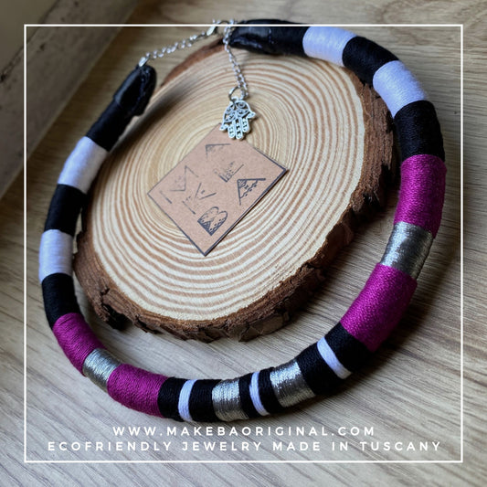 Collana Singola - Cleopatra - Magenta Argento/Silver