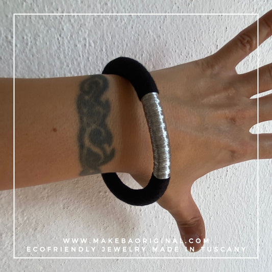 Bracciale Bangle Classic - Nero Argento Silver